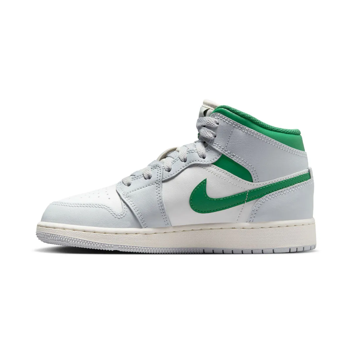 Air Jordan 1 Mid 'White Pure Platinum Pine Green' Big Kids' Shoes