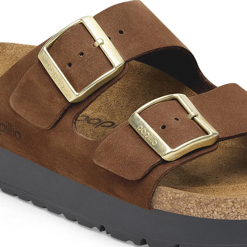 Arizona Platform- Dark Tea Nubuck Leather||Arizona Platform - Cuir nubuck th noir
