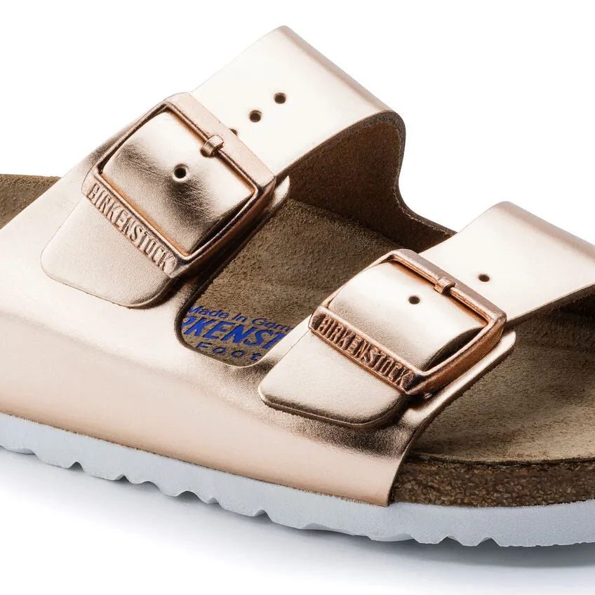 Arizona Soft - Metallic Copper Leather White Sole||Arizona assise plantaire souple - Cuir Mtallique cuivre