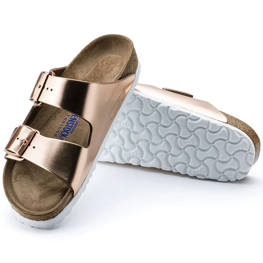 Arizona Soft - Metallic Copper Leather White Sole||Arizona assise plantaire souple - Cuir Mtallique cuivre
