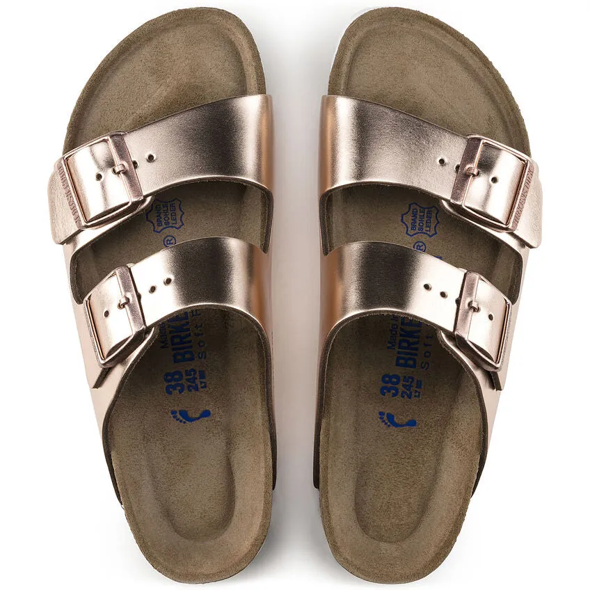 Arizona Soft - Metallic Copper Leather White Sole||Arizona assise plantaire souple - Cuir Mtallique cuivre