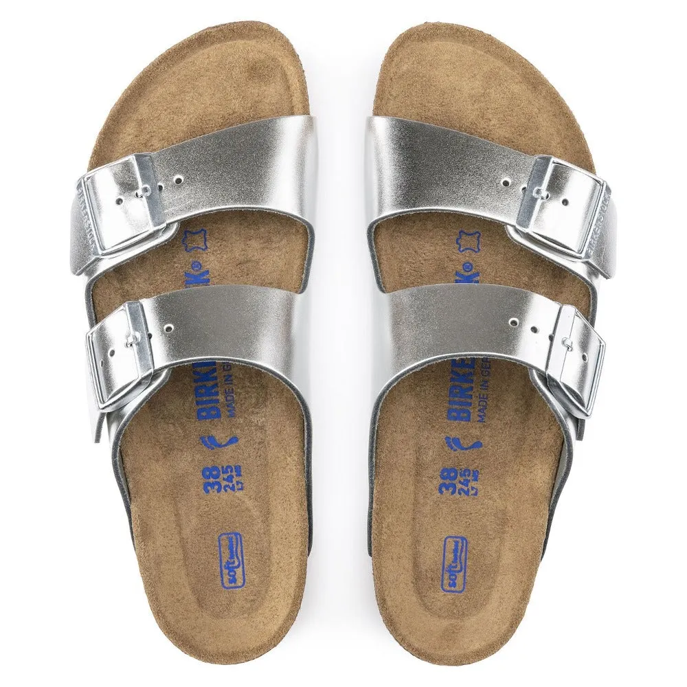 Arizona Soft - Metallic Silver Natural Leather||Arizona assise plantaire souple - Cuir Mtallique argent