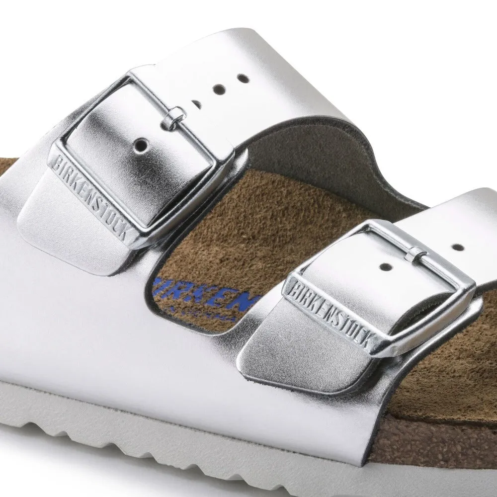 Arizona Soft - Metallic Silver Natural Leather||Arizona assise plantaire souple - Cuir Mtallique argent