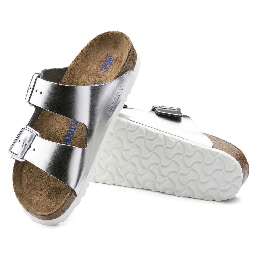 Arizona Soft - Metallic Silver Natural Leather||Arizona assise plantaire souple - Cuir Mtallique argent
