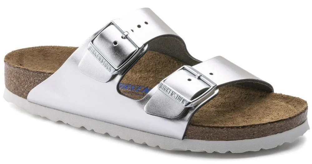 Arizona Soft - Metallic Silver Natural Leather||Arizona assise plantaire souple - Cuir Mtallique argent