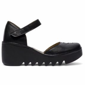 BISO305FLY - Women's Wedge Heel Closed Toe Leather Sandals