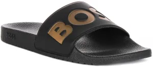 Boss Aryeh Slide In Black Gold For Men