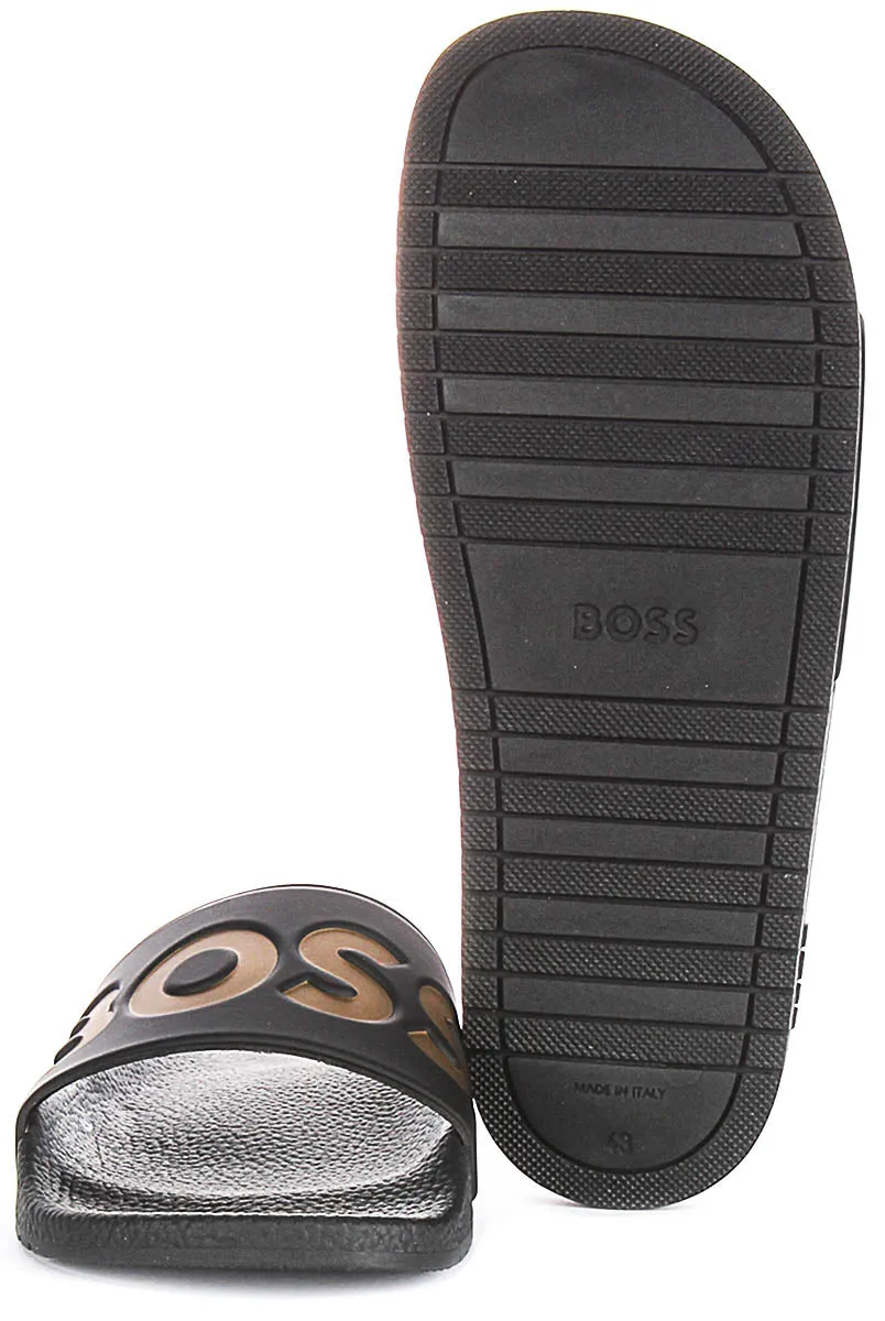 Boss Aryeh Slide In Black Gold For Men