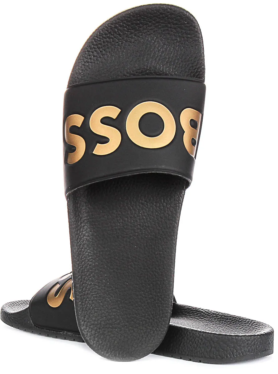 Boss Aryeh Slide In Black Gold For Men