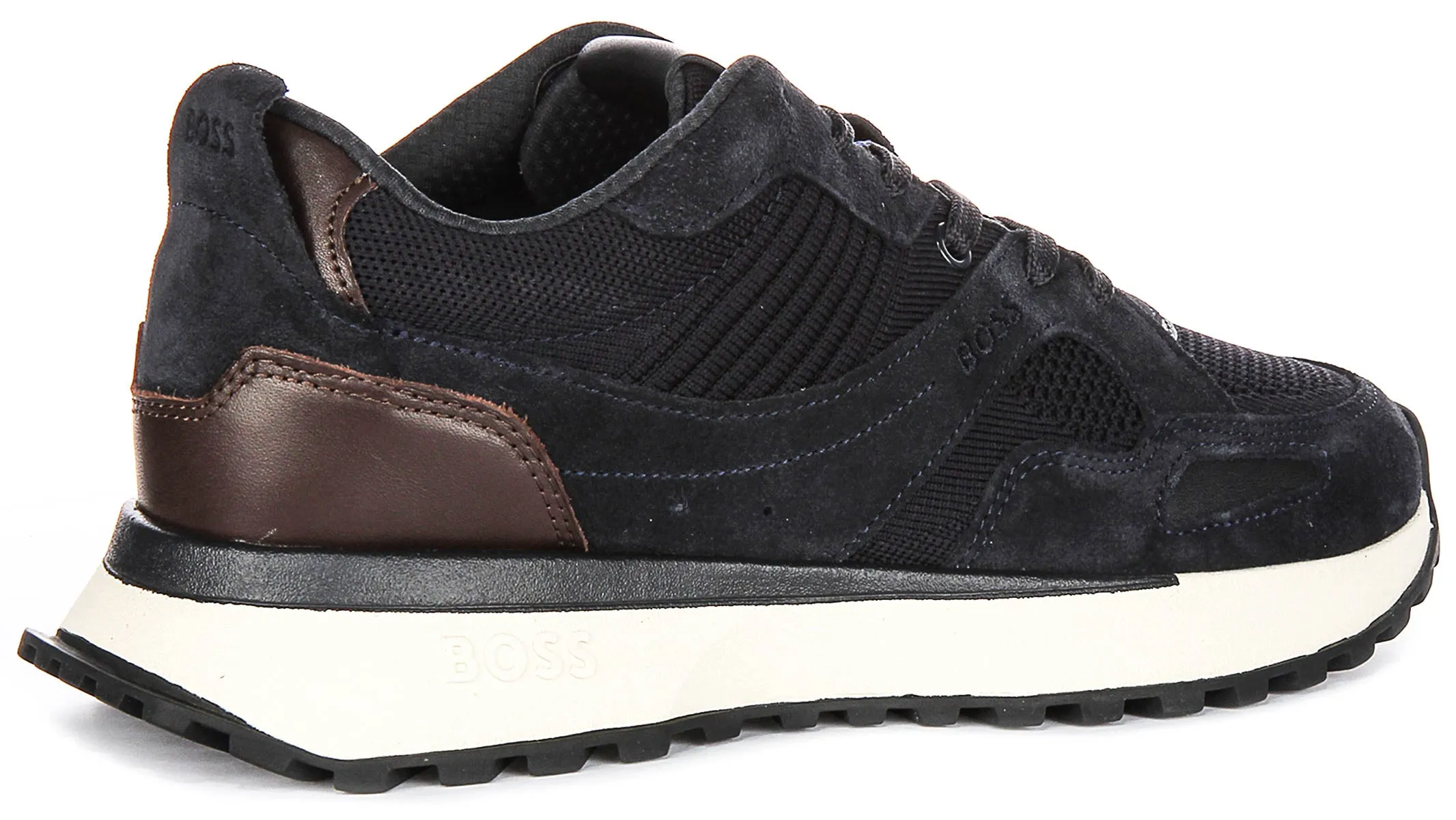 Boss Jonah Runner Knit In Navy Brown For Men