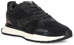 Boss Jonah Runner Knit In Navy Brown For Men