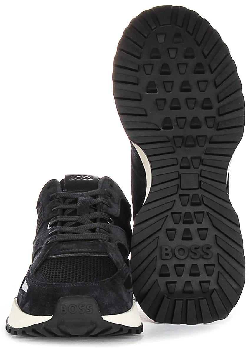 Boss Jonah Runner Knit In Navy Brown For Men