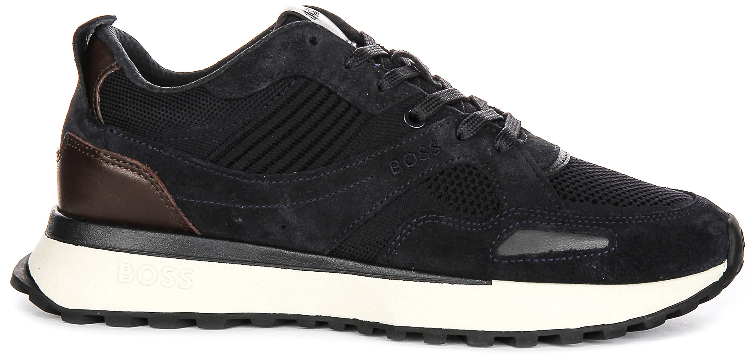 Boss Jonah Runner Knit In Navy Brown For Men