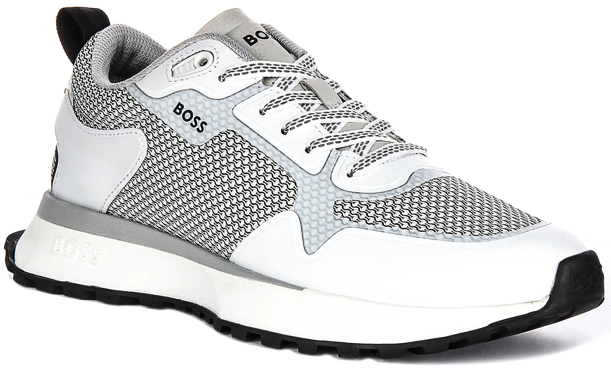 Boss Jonah Runner Mesh In Grey Black For Men