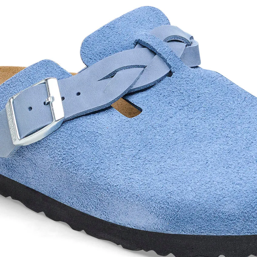 Boston Braided - Elemental Blue Suede and Oiled Leather||Boston tress - Sude et cuir huil bleu lmentaire