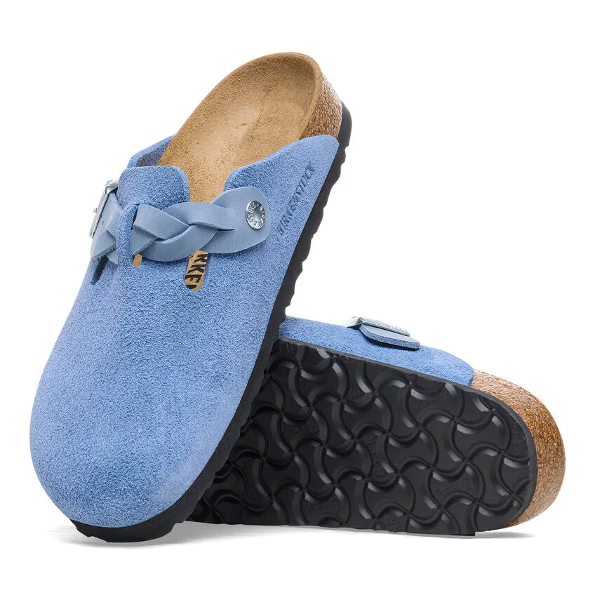 Boston Braided - Elemental Blue Suede and Oiled Leather||Boston tress - Sude et cuir huil bleu lmentaire