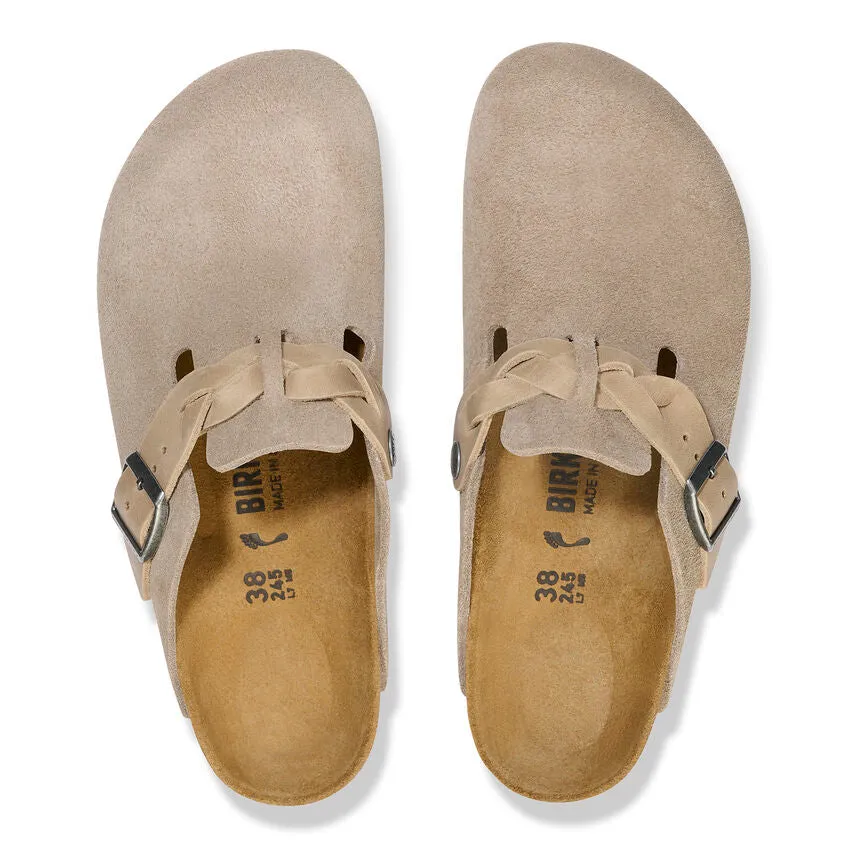 Boston Braided - Taupe Suede and Oiled Leather||Boston tress - Sude et cuir huil taupe