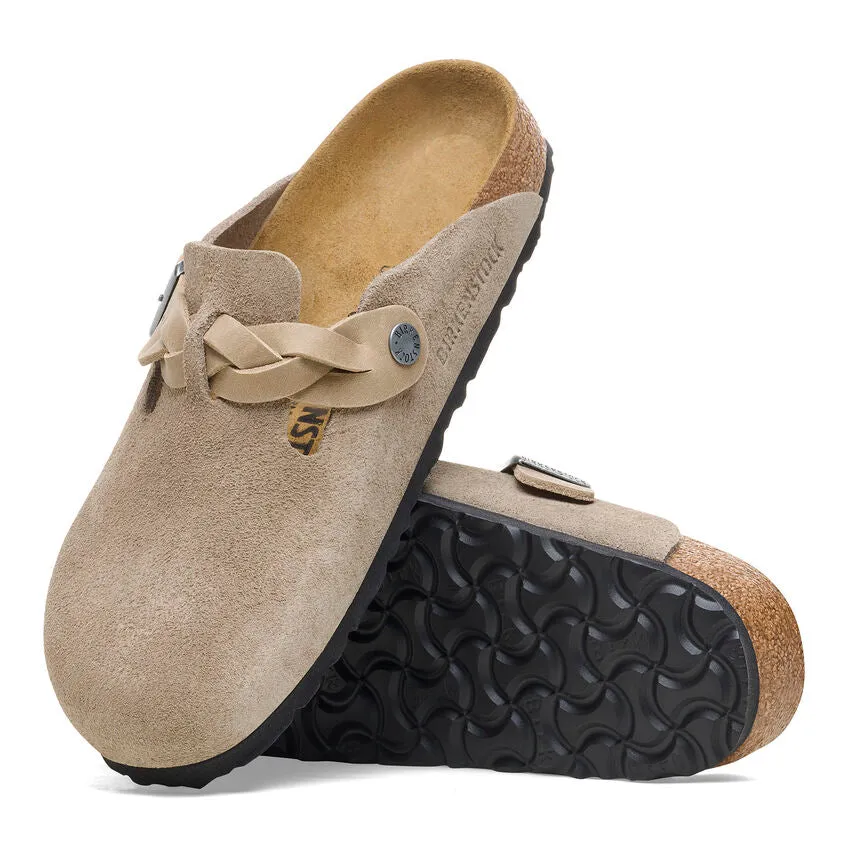 Boston Braided - Taupe Suede and Oiled Leather||Boston tress - Sude et cuir huil taupe