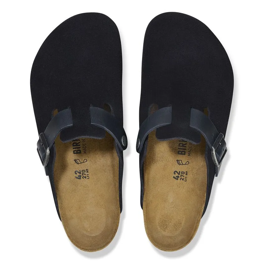 Boston Men - Midnight Suede with oiled leather||Boston pour hommes - Sude avec cuir huil minuit