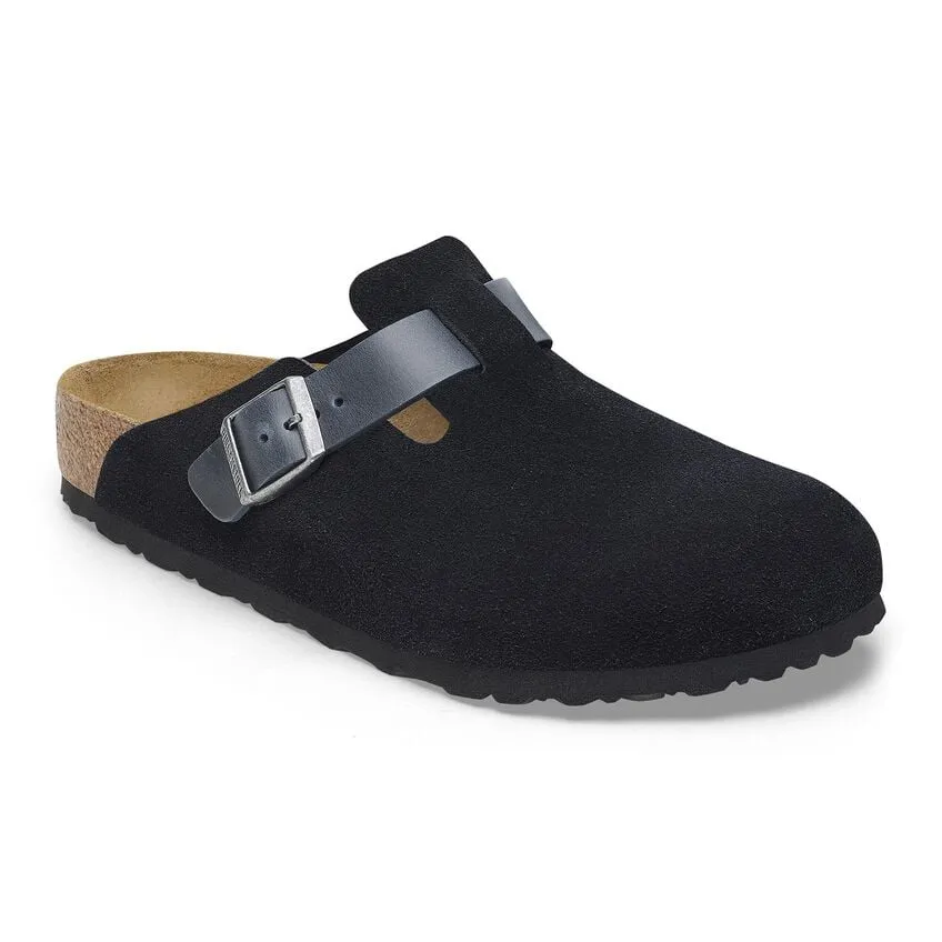 Boston Men - Midnight Suede with oiled leather||Boston pour hommes - Sude avec cuir huil minuit