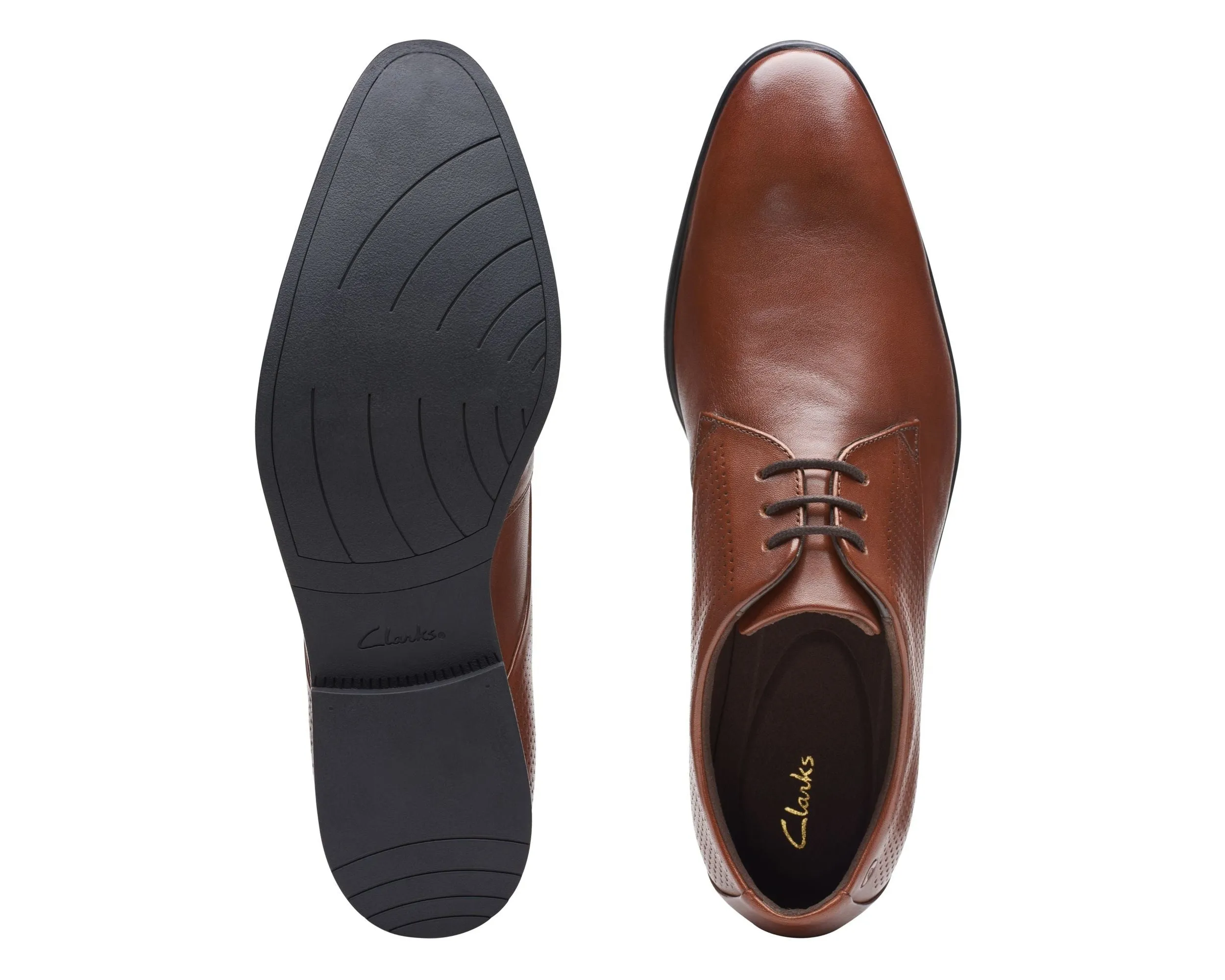Clarks Boswyn Lace Dark Tan Leather - Standard Width