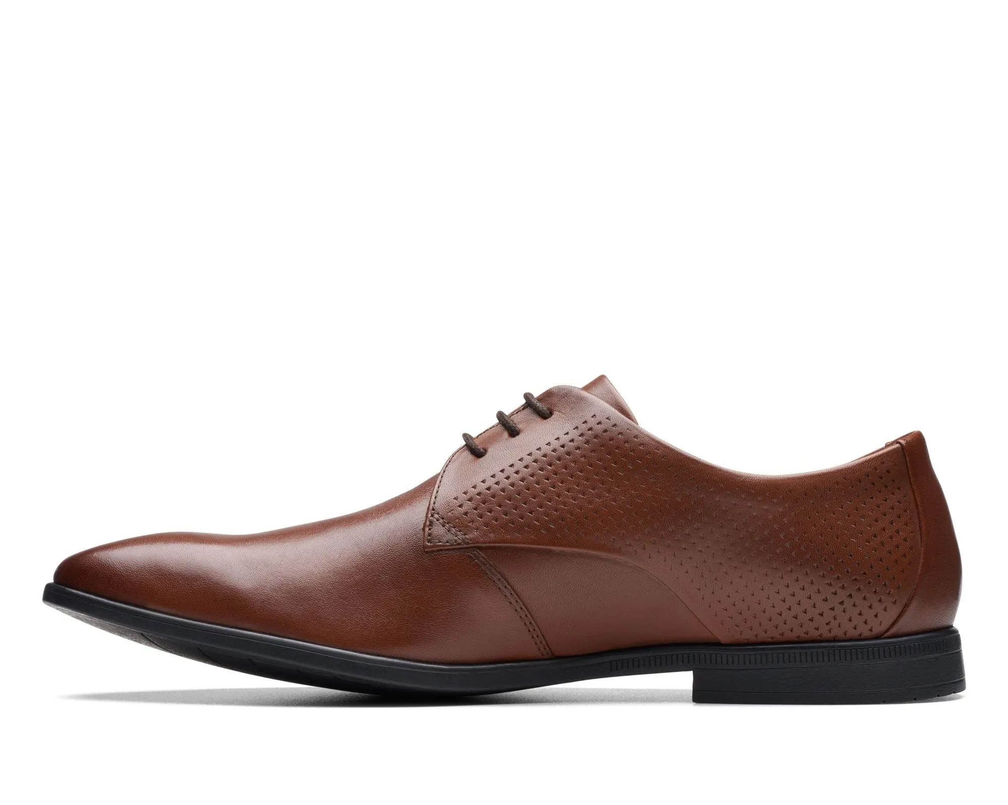 Clarks Boswyn Lace Dark Tan Leather - Standard Width