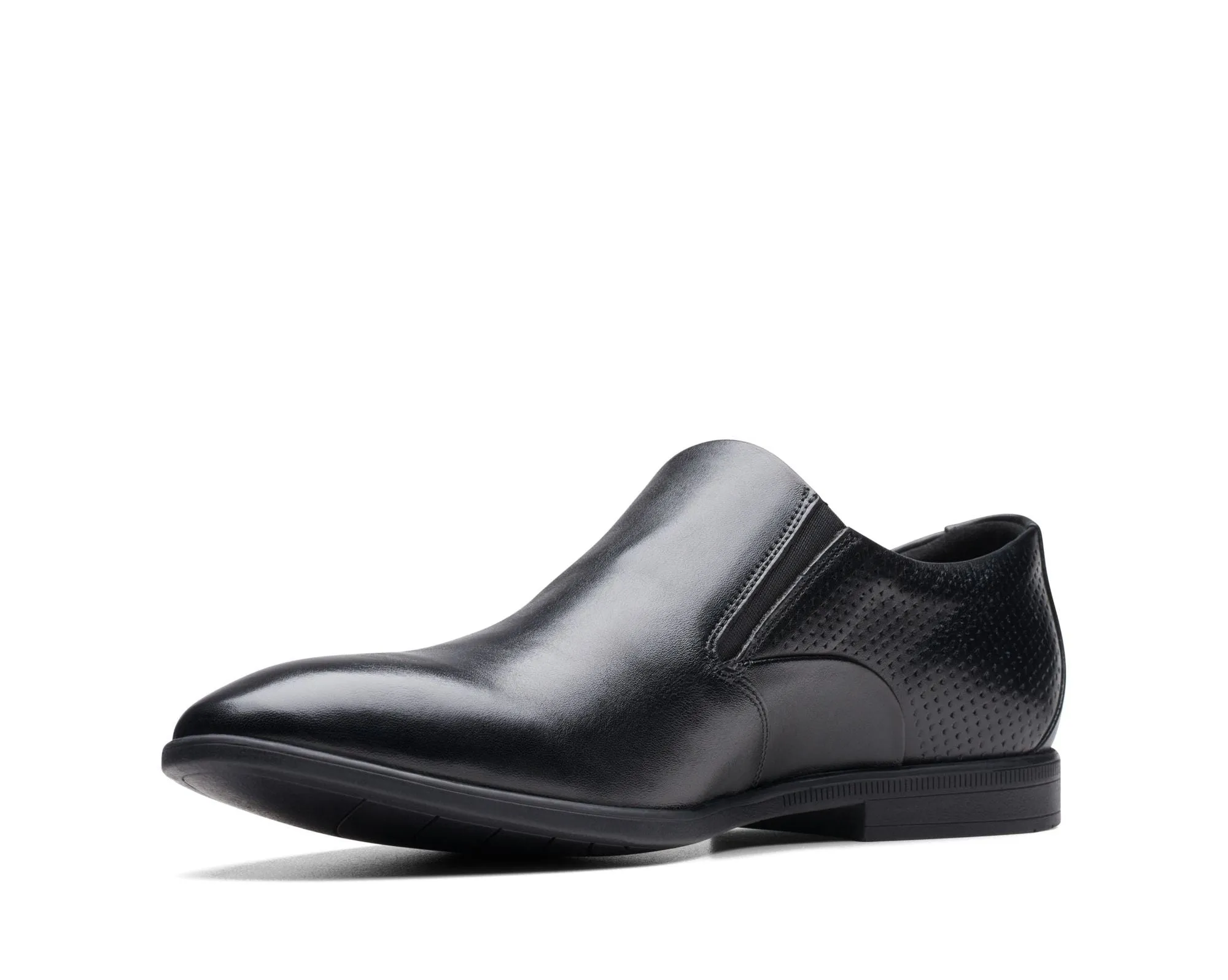 Clarks Boswyn Slip Black Leather - Standard Width