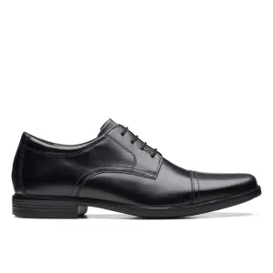Clarks Howard Cap Black Leather - Standard Width
