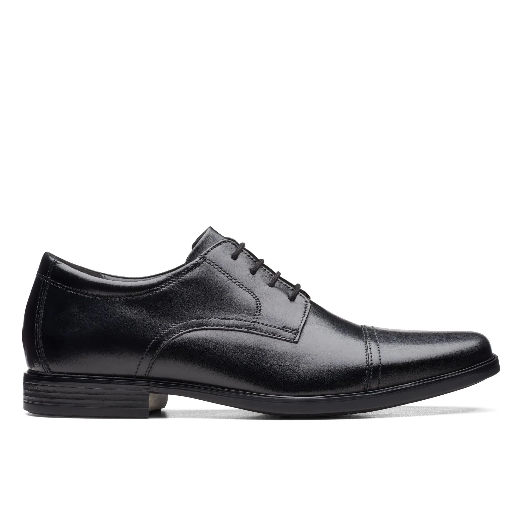 Clarks Howard Cap Black Leather - Standard Width