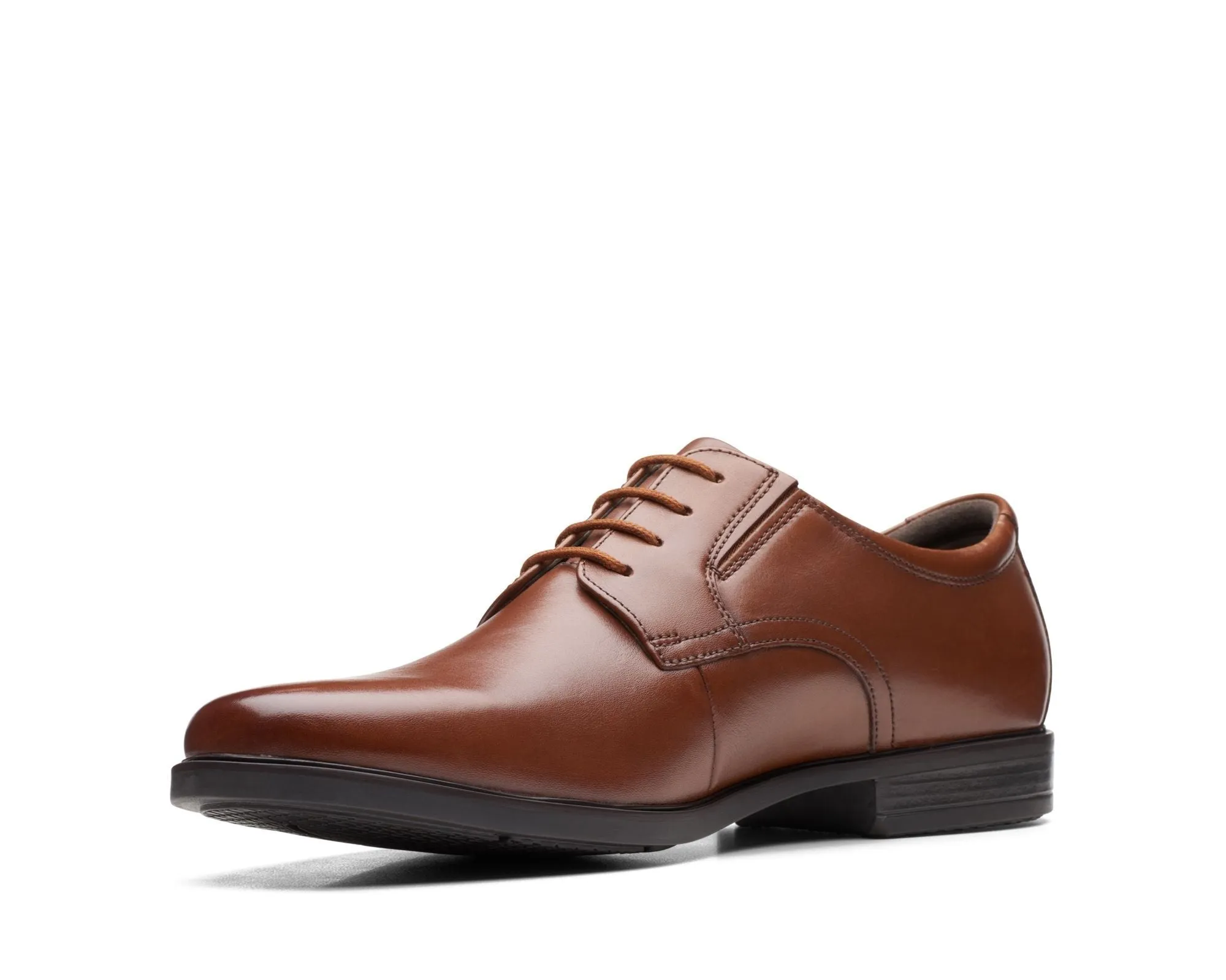 Clarks Howard Walk Dark Tan Leather - Wide Width