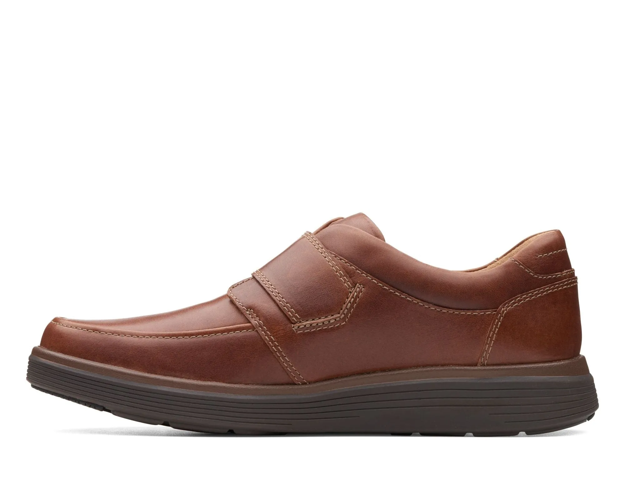 Clarks Un Abode Strap Dark Tan Leather - Wide Width