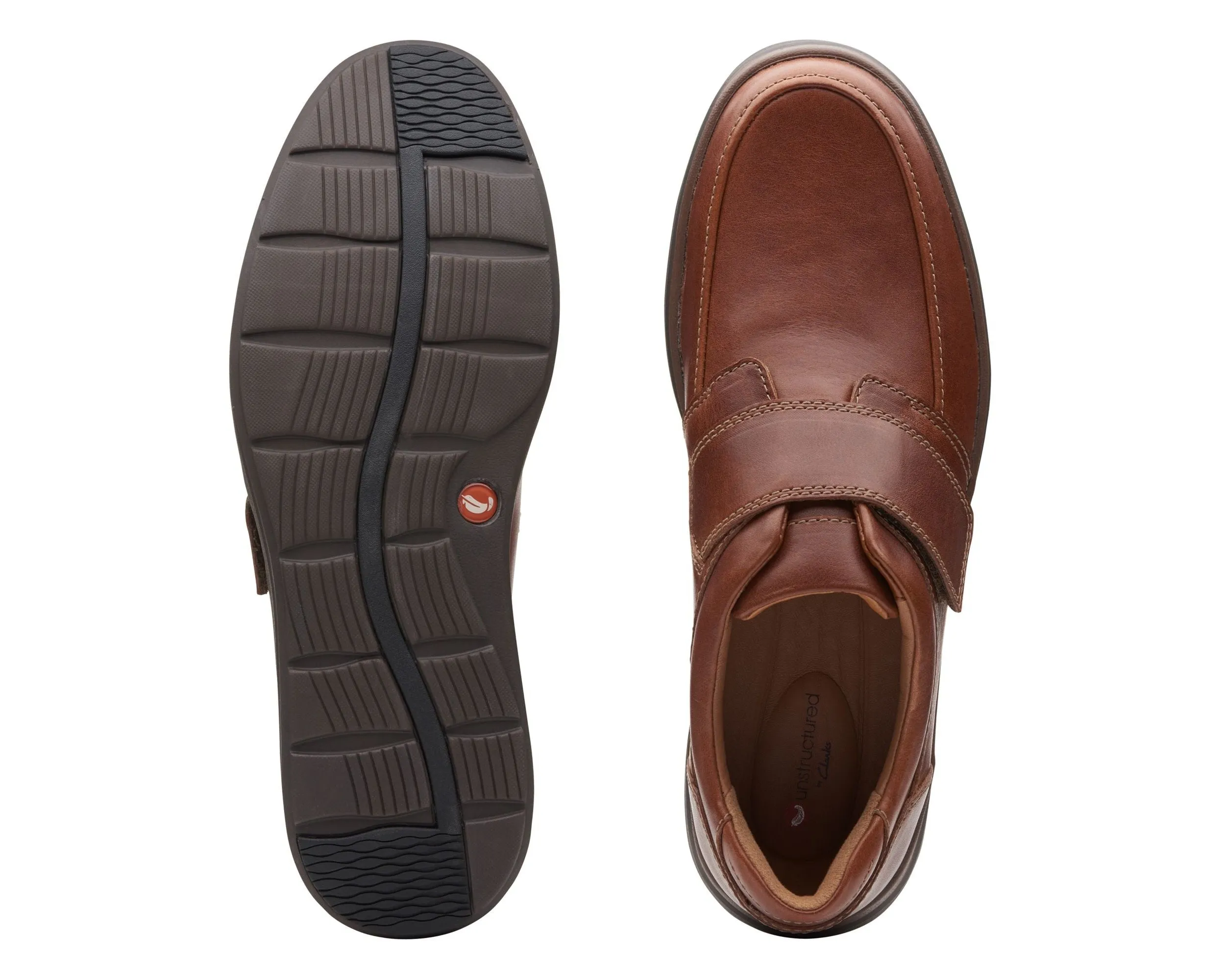 Clarks Un Abode Strap Dark Tan Leather - Wide Width