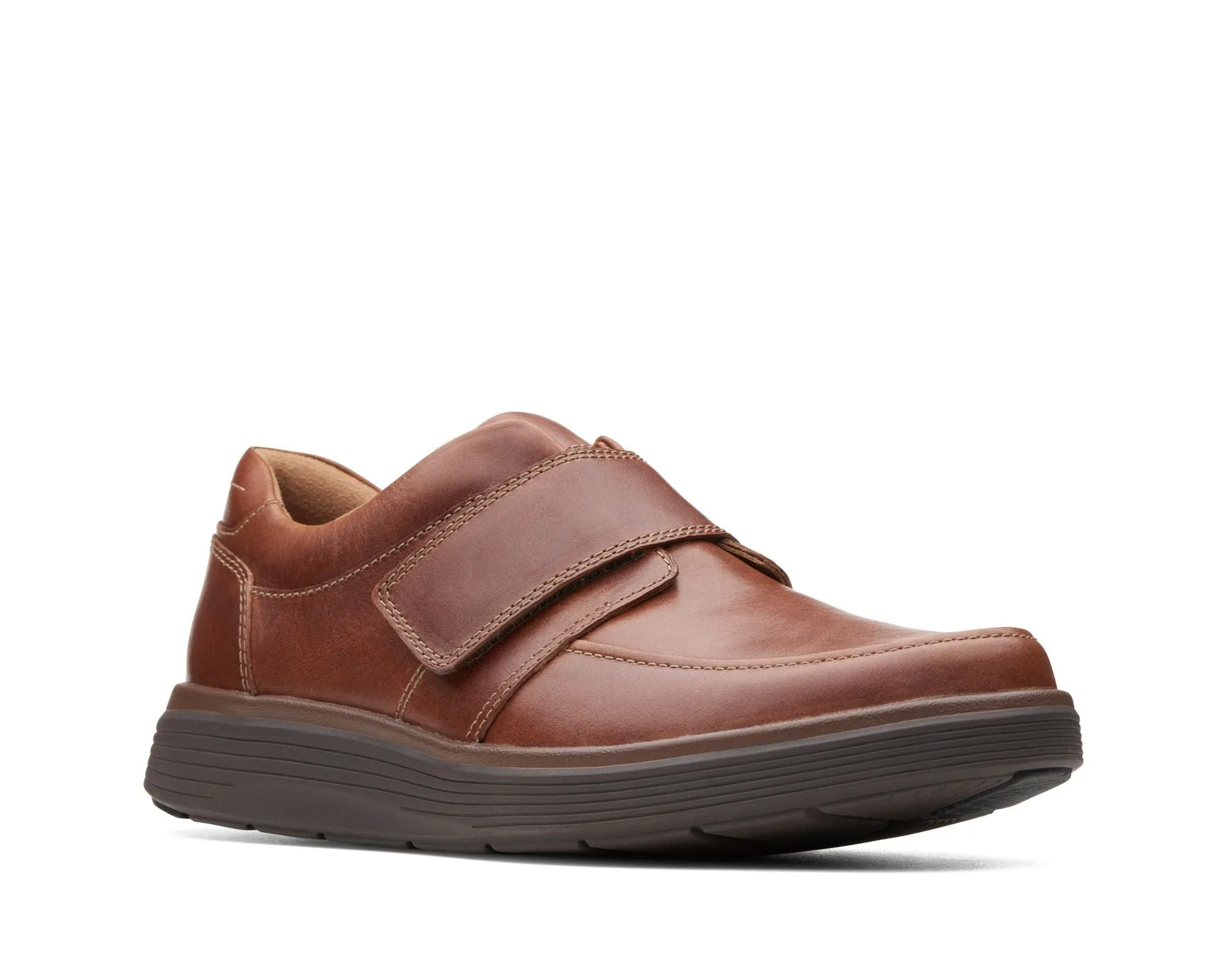 Clarks Un Abode Strap Dark Tan Leather - Wide Width