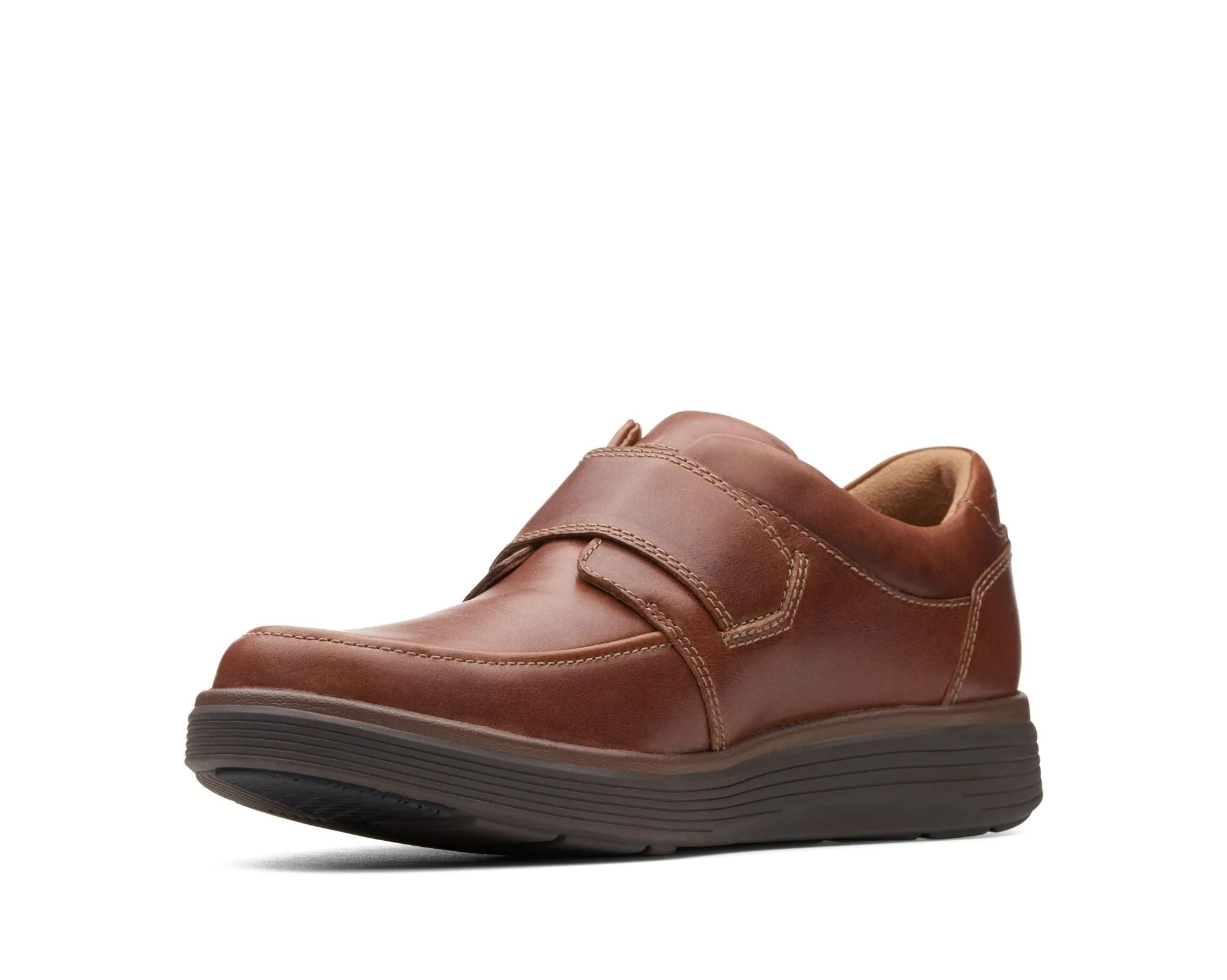 Clarks Un Abode Strap Dark Tan Leather - Wide Width
