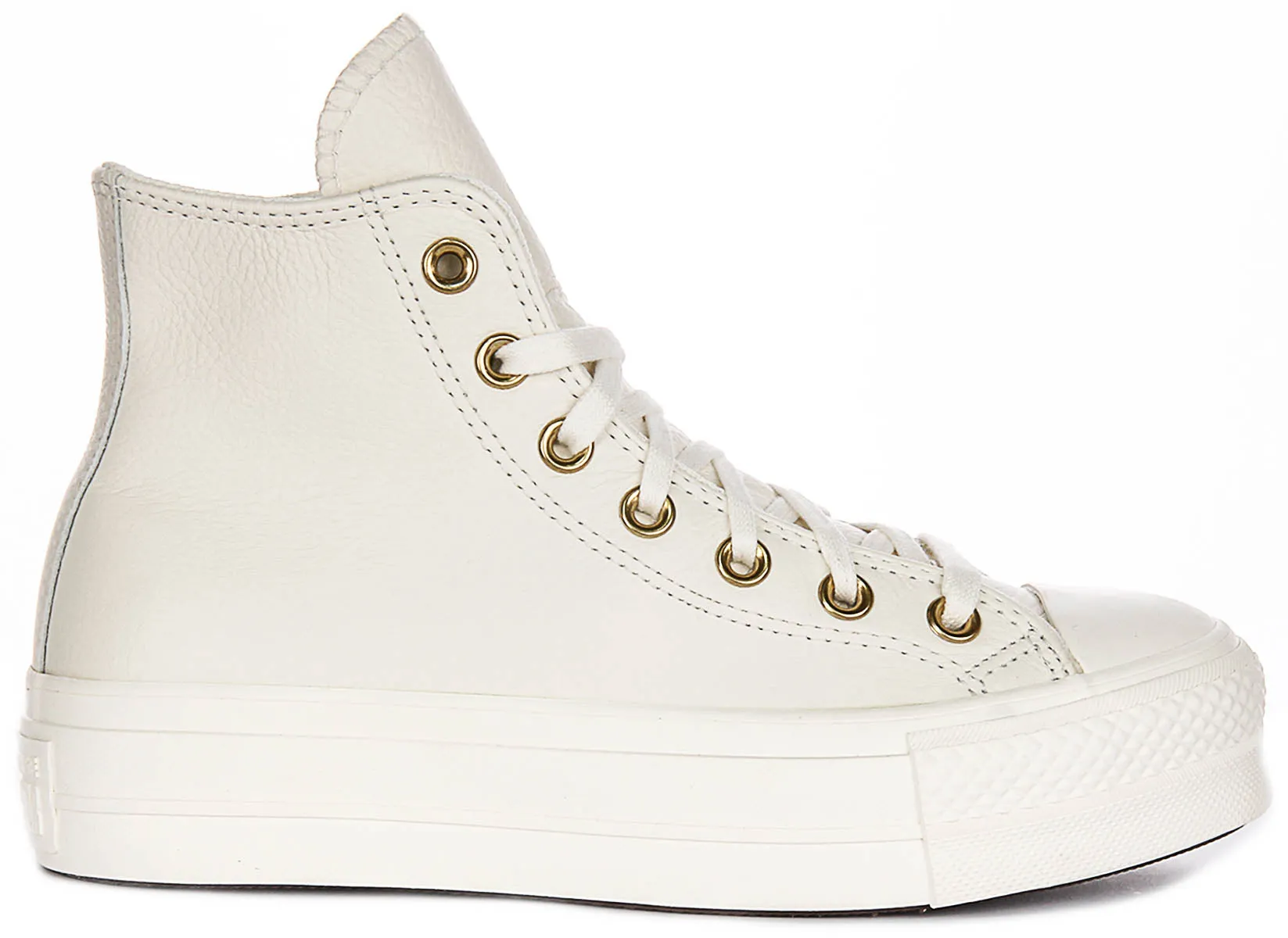 Converse All Star Lift Hi A12764C In Cream Gold Leather