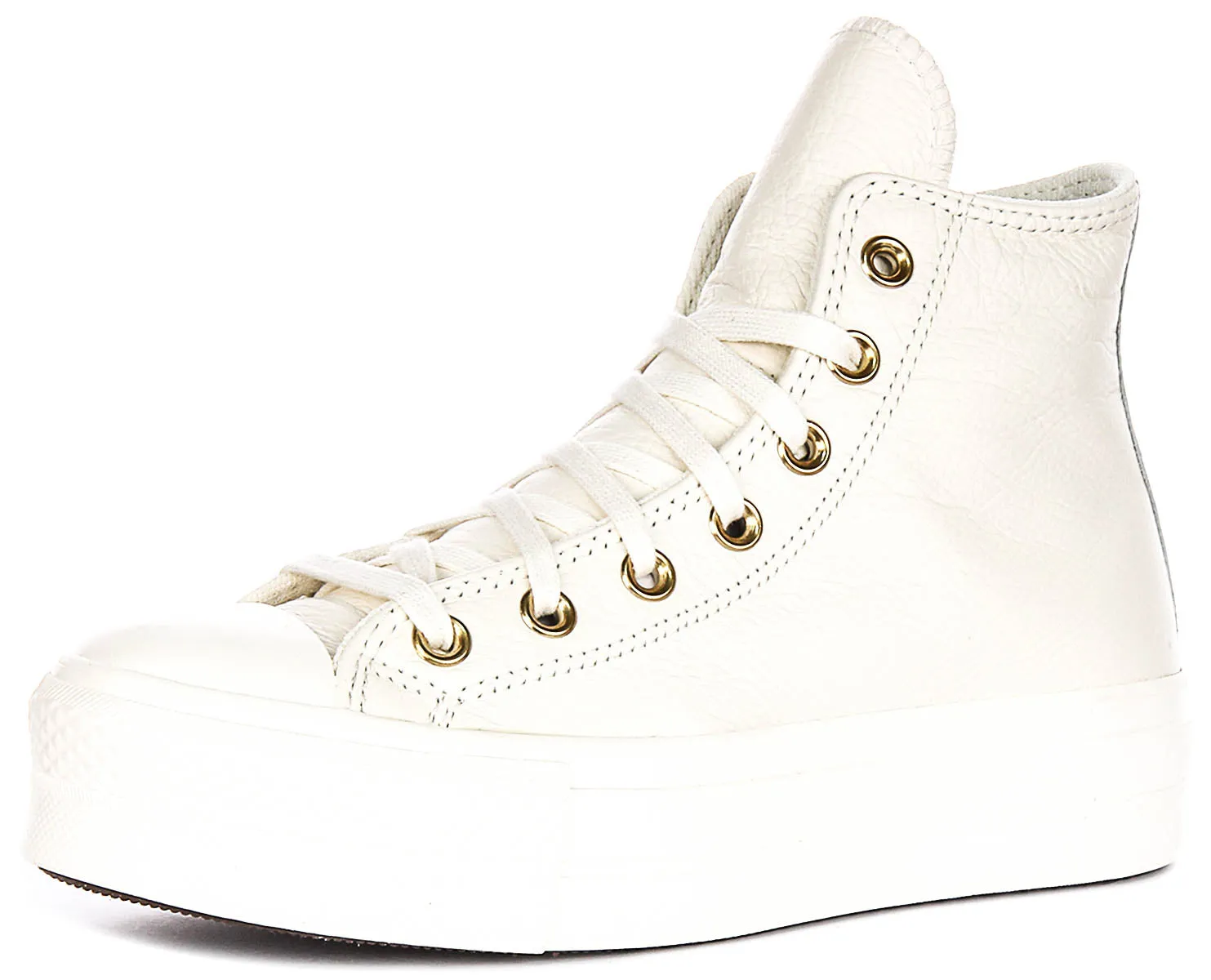 Converse All Star Lift Hi A12764C In Cream Gold Leather
