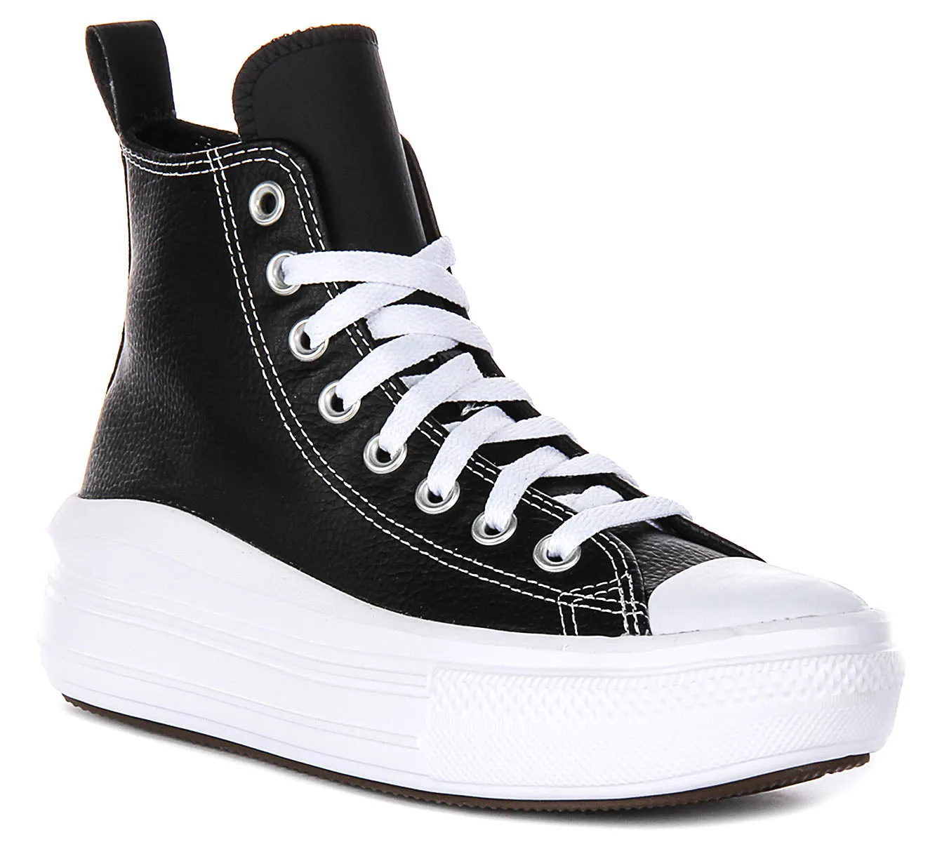Converse All Star Move A04831C In Black White Leather Juniors