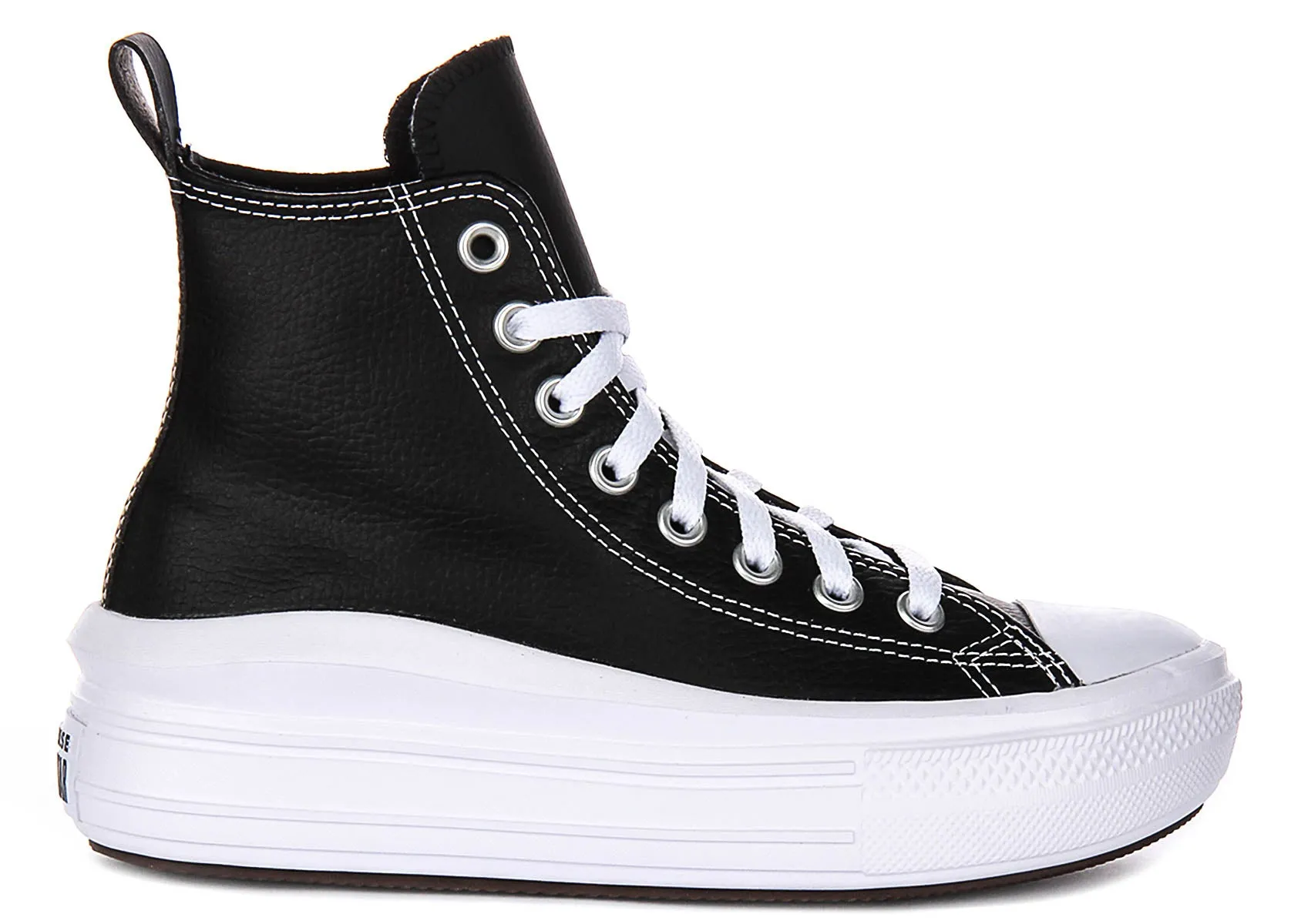 Converse All Star Move A04831C In Black White Leather Juniors