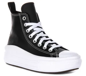 Converse All Star Move A04831C In Black White Leather Juniors