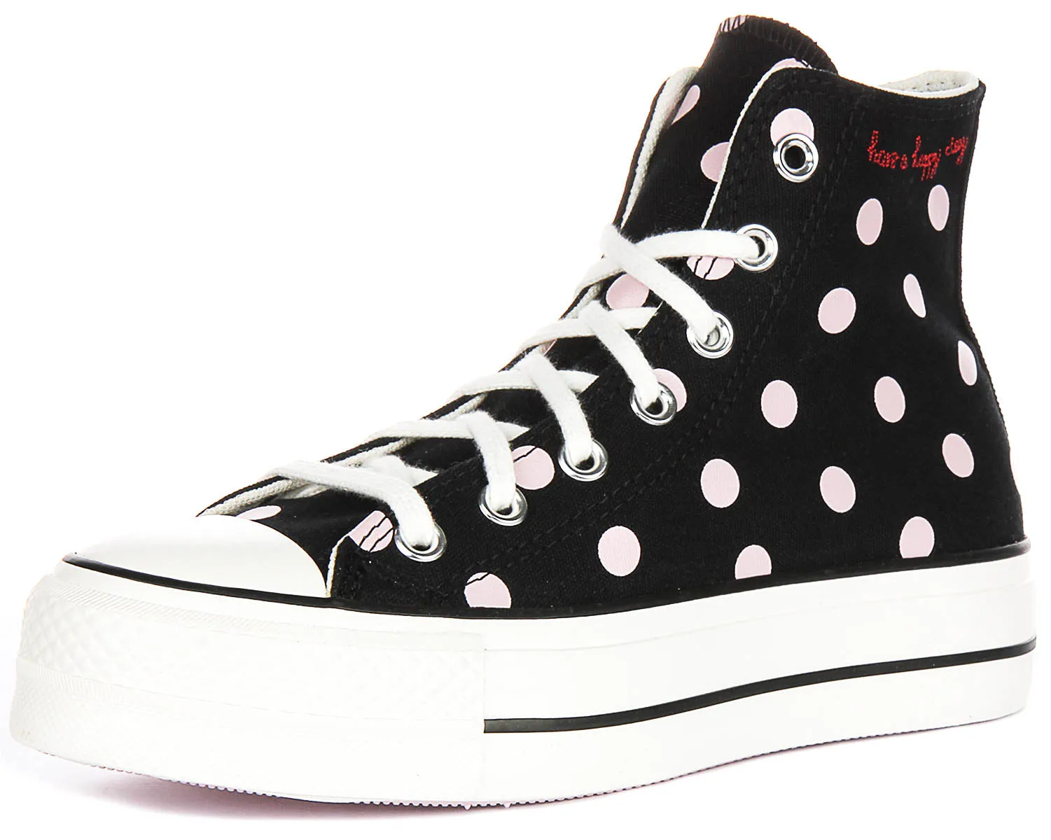 Converse All Star Polka Dot Lift A10688C In Black Pink for Women