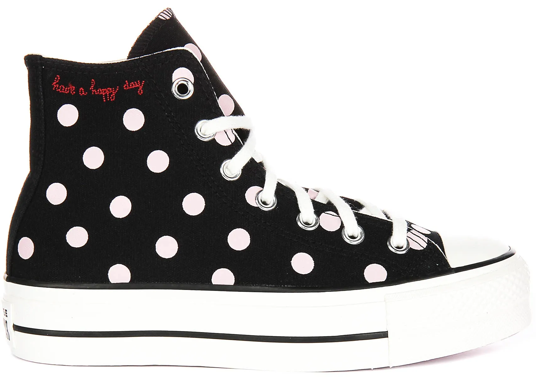 Converse All Star Polka Dot Lift A10688C In Black Pink for Women