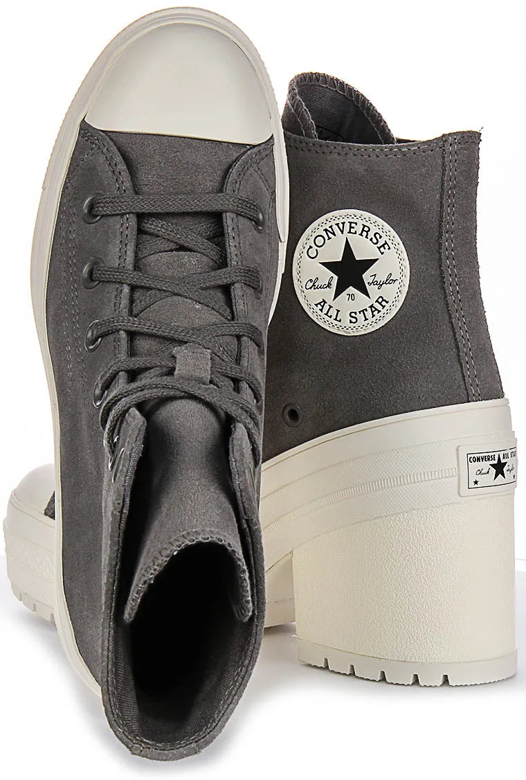 Converse Chuck 70s De Luxe Heel A12327C In Grey Suede
