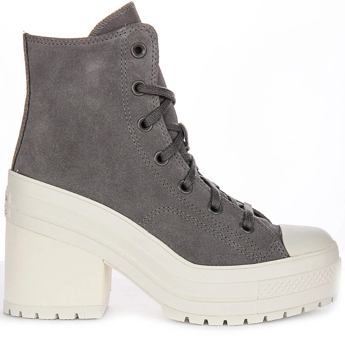 Converse Chuck 70s De Luxe Heel A12327C In Grey Suede