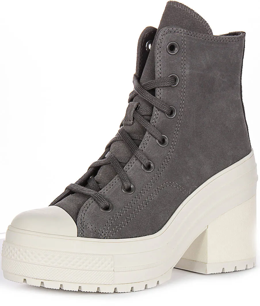 Converse Chuck 70s De Luxe Heel A12327C In Grey Suede