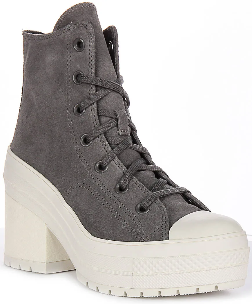 Converse Chuck 70s De Luxe Heel A12327C In Grey Suede