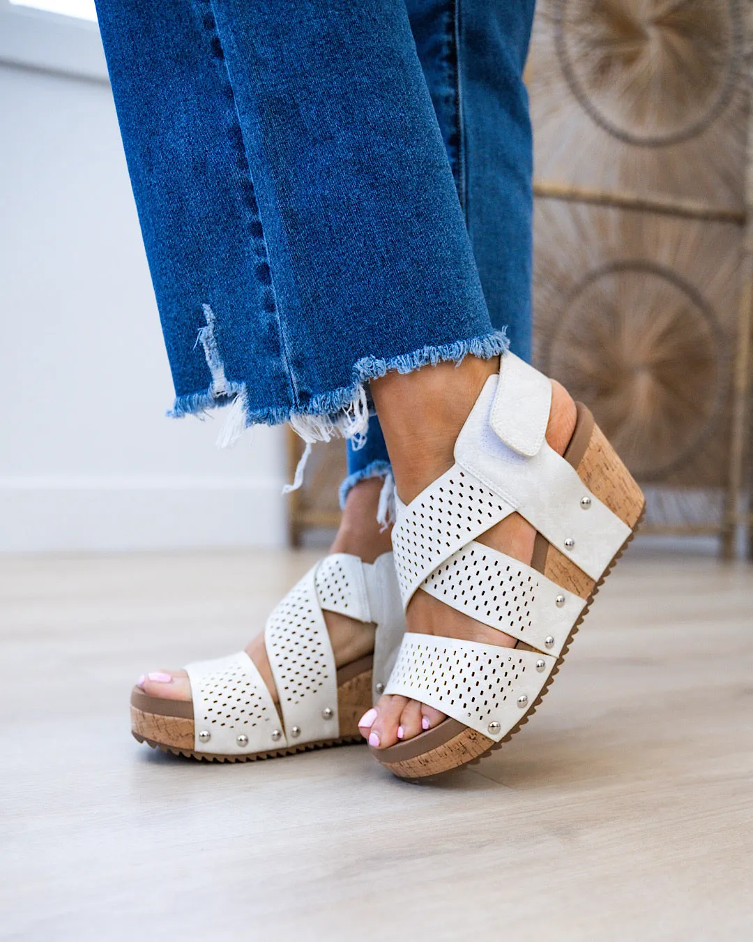 Corkys Guilty Pleasure Wedge Sandals - Ivory Snake FINAL SALE