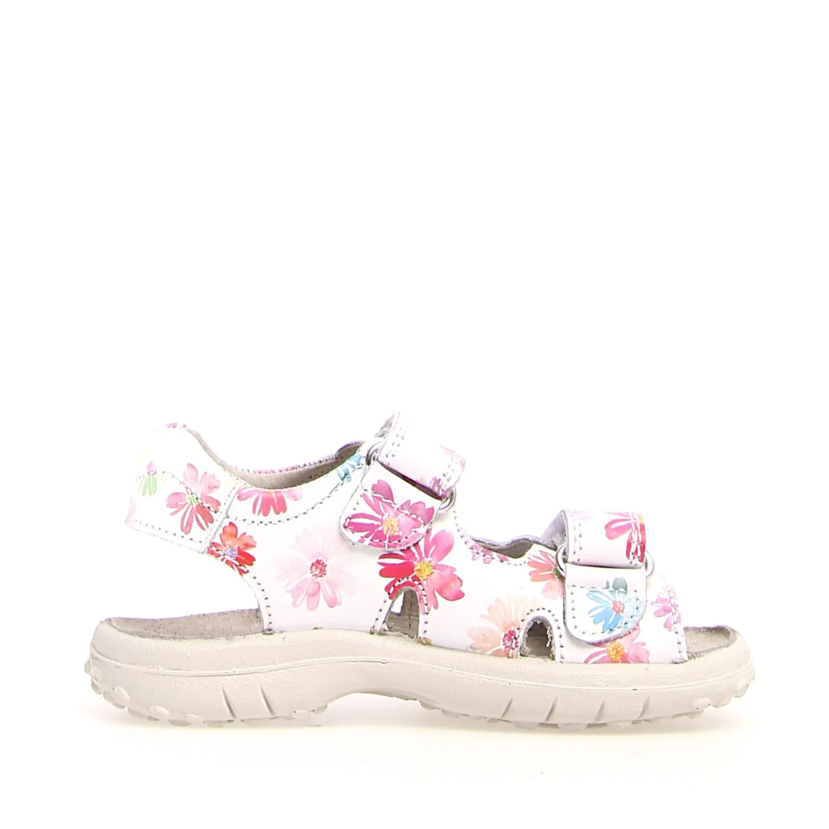 Dock - White with flowers Leather||Dock - Cuir blanc  fleurs