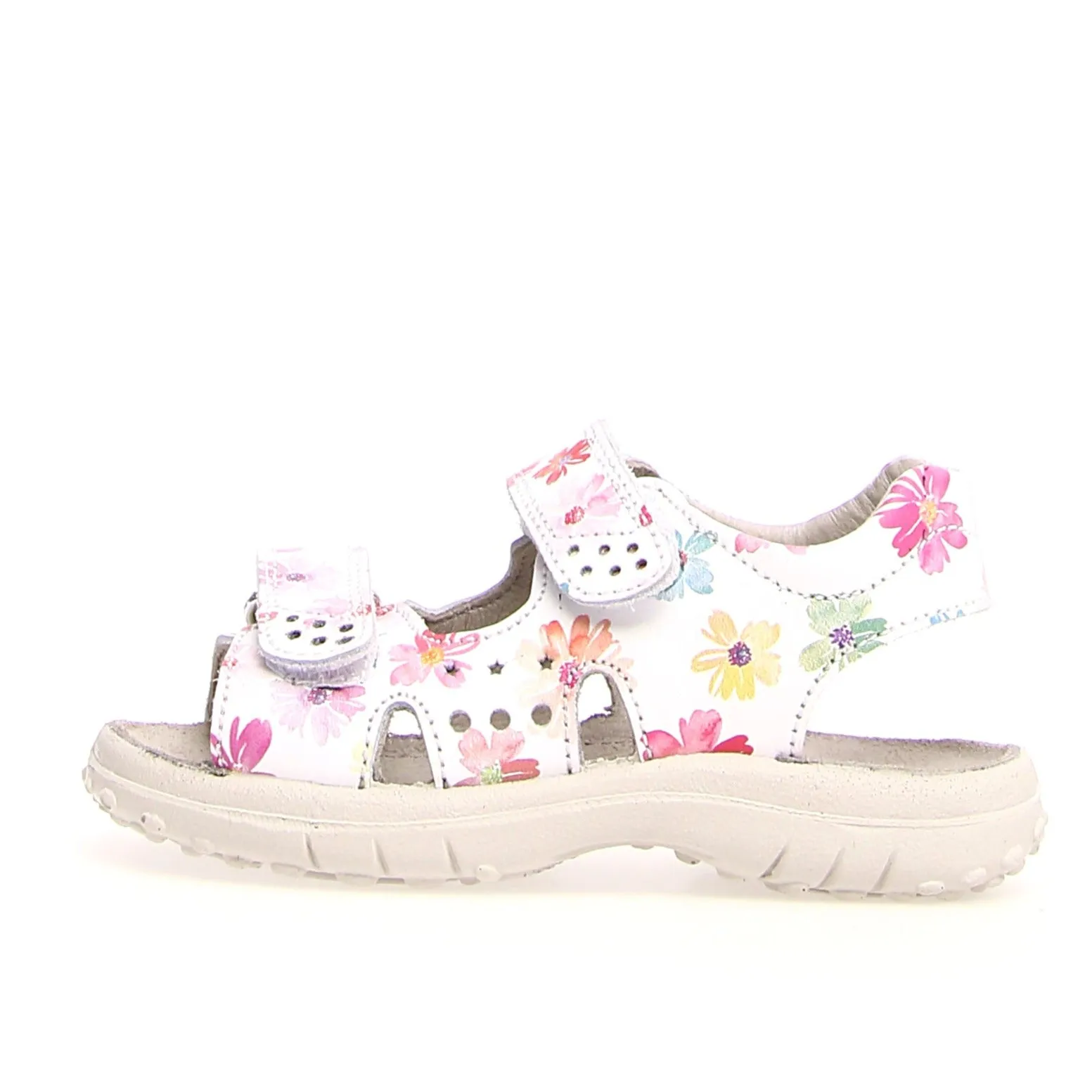 Dock - White with flowers Leather||Dock - Cuir blanc  fleurs