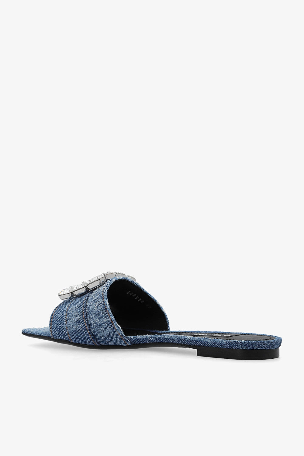 Dolce & Gabbana Denim Slides With Decorative Buckle