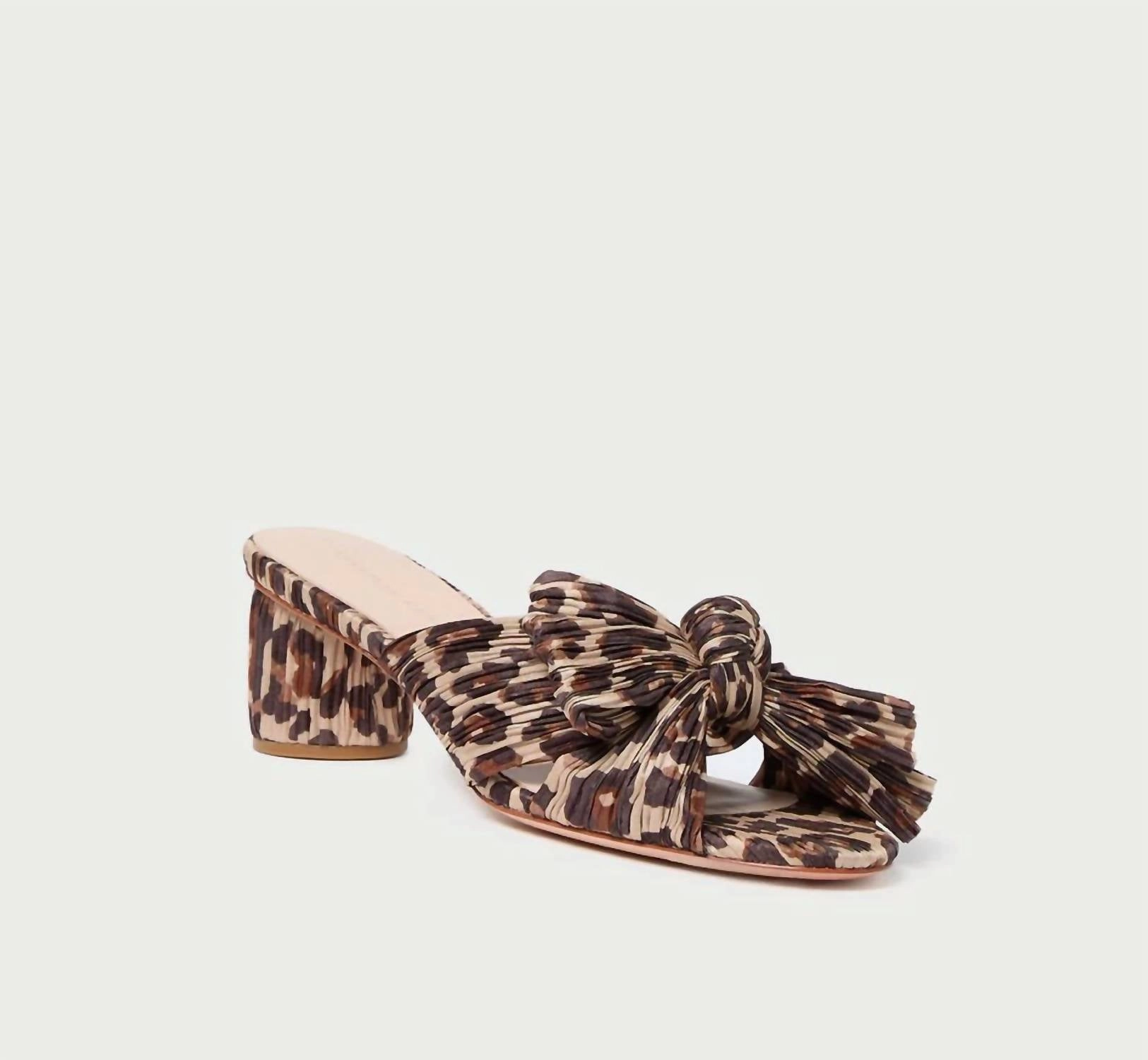 Emilia Leopard Pleated Bow Sandal In Leopard Brown